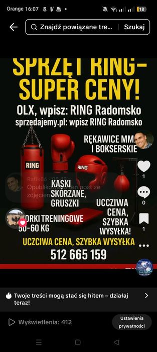RING Krasiejów: MATERACE & WORKI BOKSERSKIE - Ceny Importera/Mega Raba