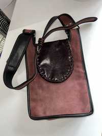 Шкіряна сумкк шопер дизайнерська вінтаж, колір бордо