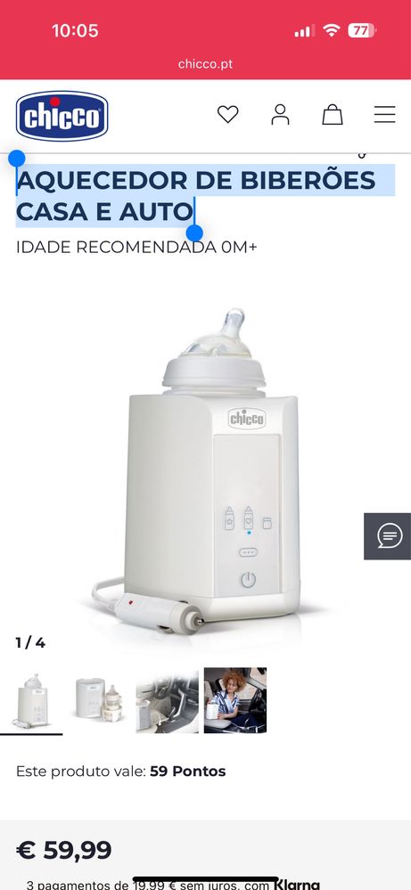Aquecedor de Biberões Chicco