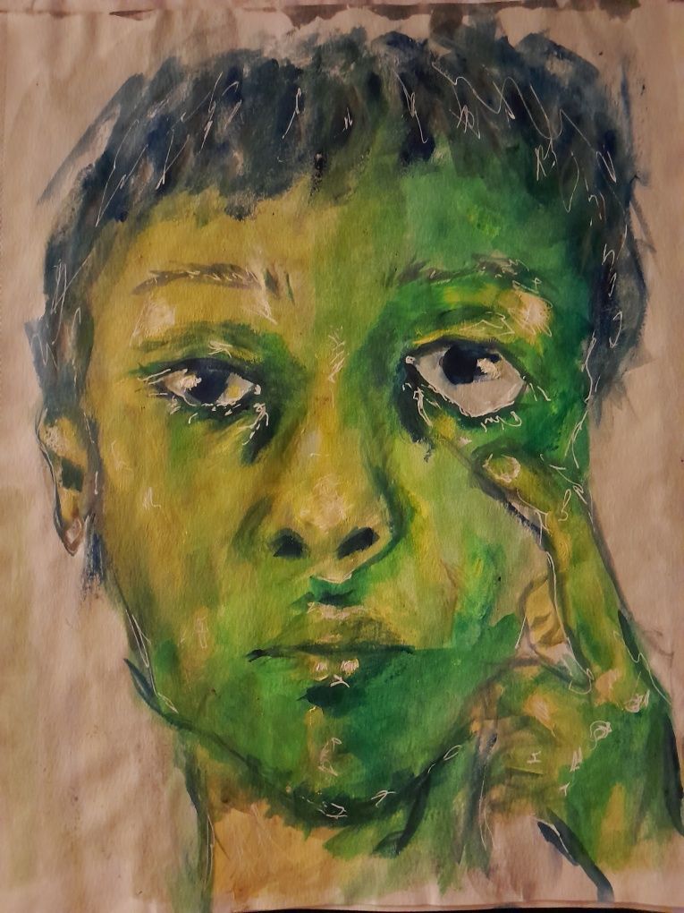 obraz akrylowy zielona twarz