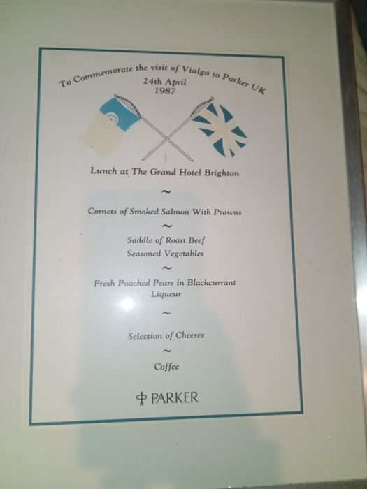 Papel de comeraçao Parker com moldura 1987