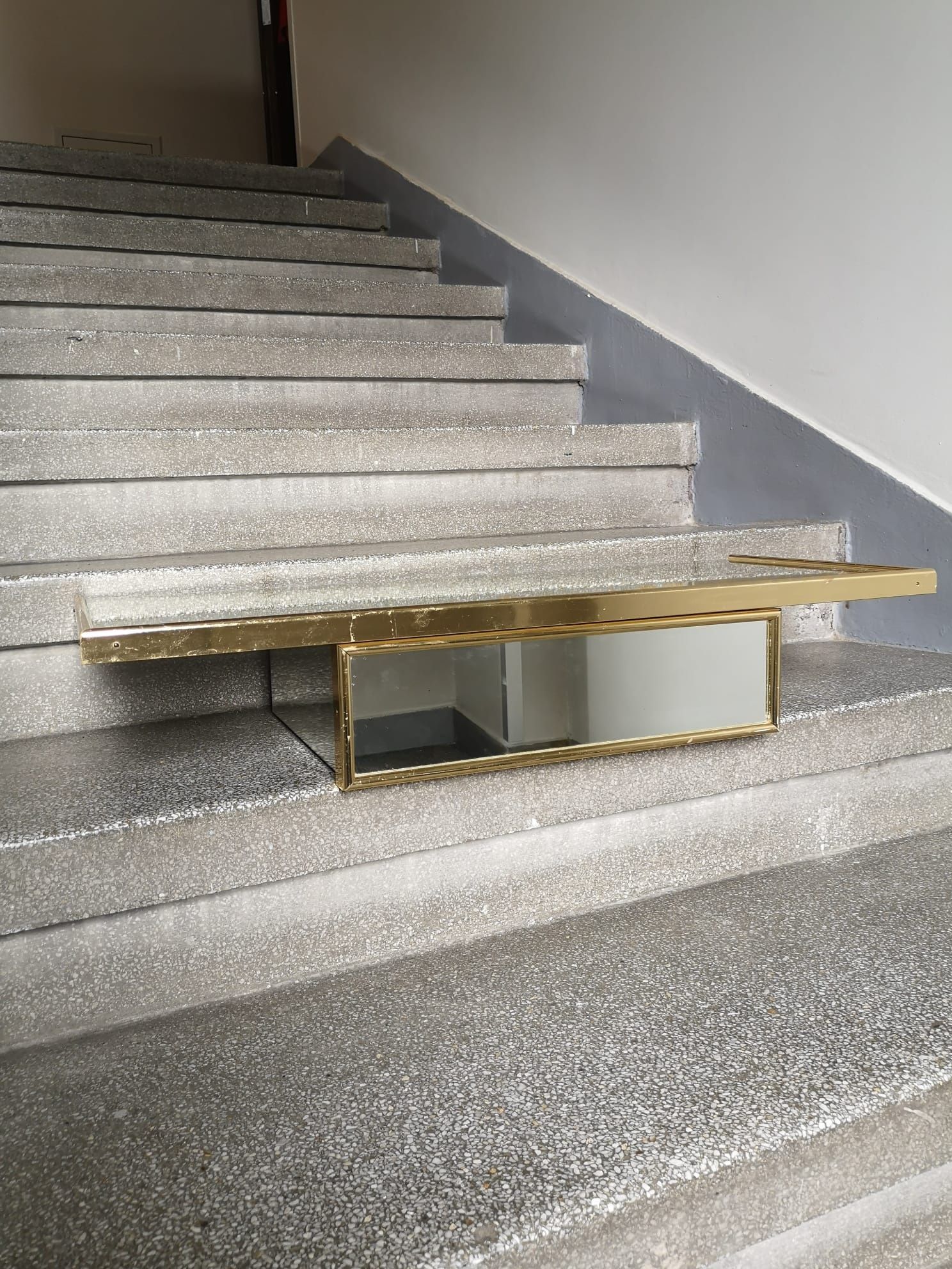Toaletka lustrzana złota glamour art deco vintage stolik lustrzany