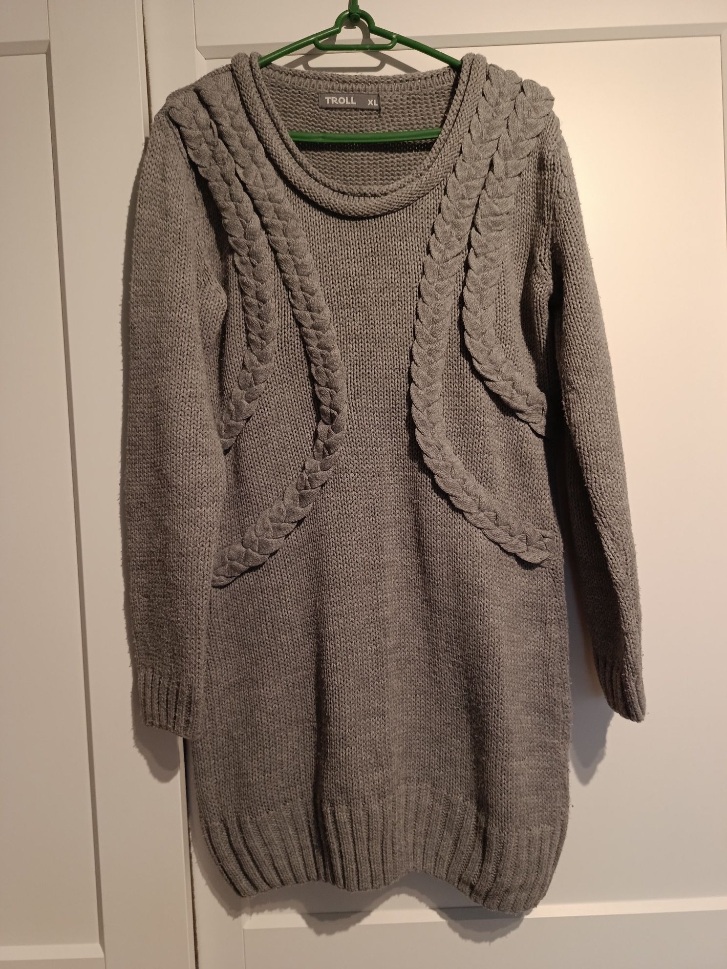Sweter troll ciepły L XL gruby