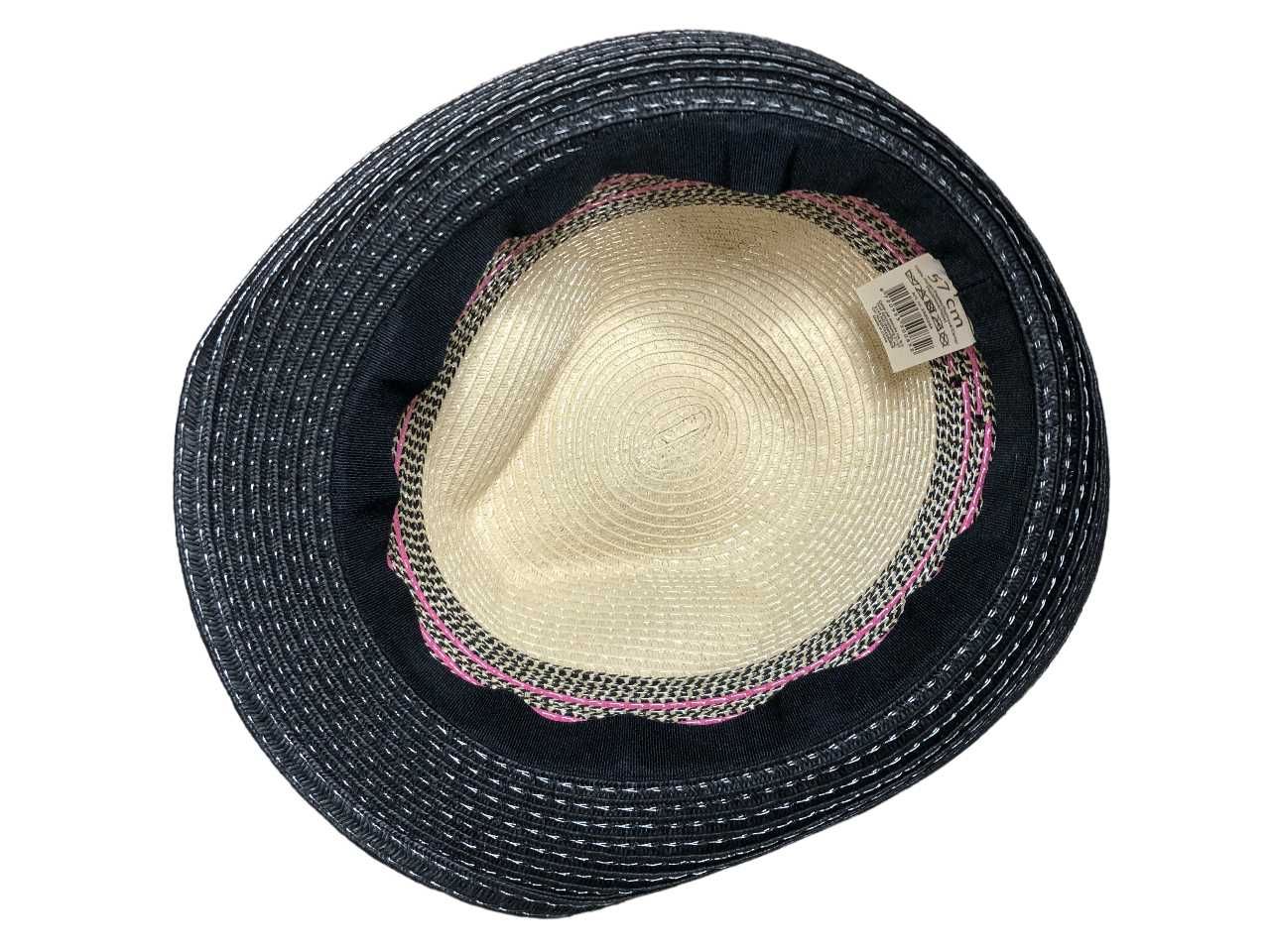 2053 Plażowy Damski Kapelusz Słomkowy TRILBY Letni Na Plażę 57cm