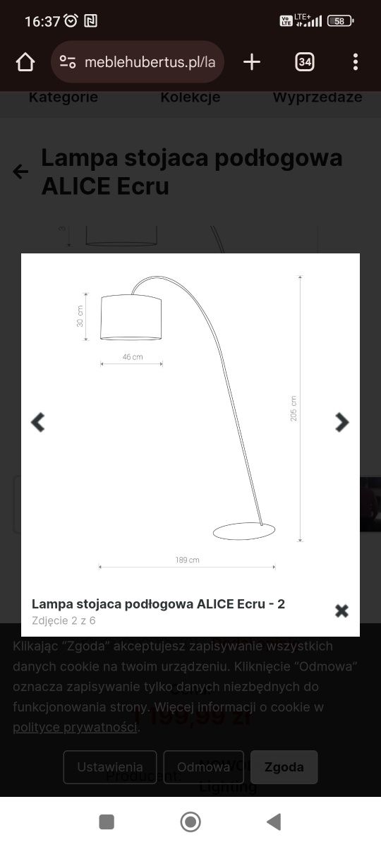 Lampa nowodvorski Alice 3457 ecru