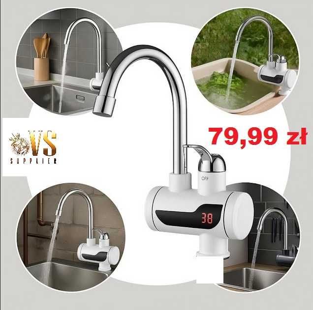 Elektryczny przepływowy podgrzewacz wody 3000W – kran LCD 30-60°C