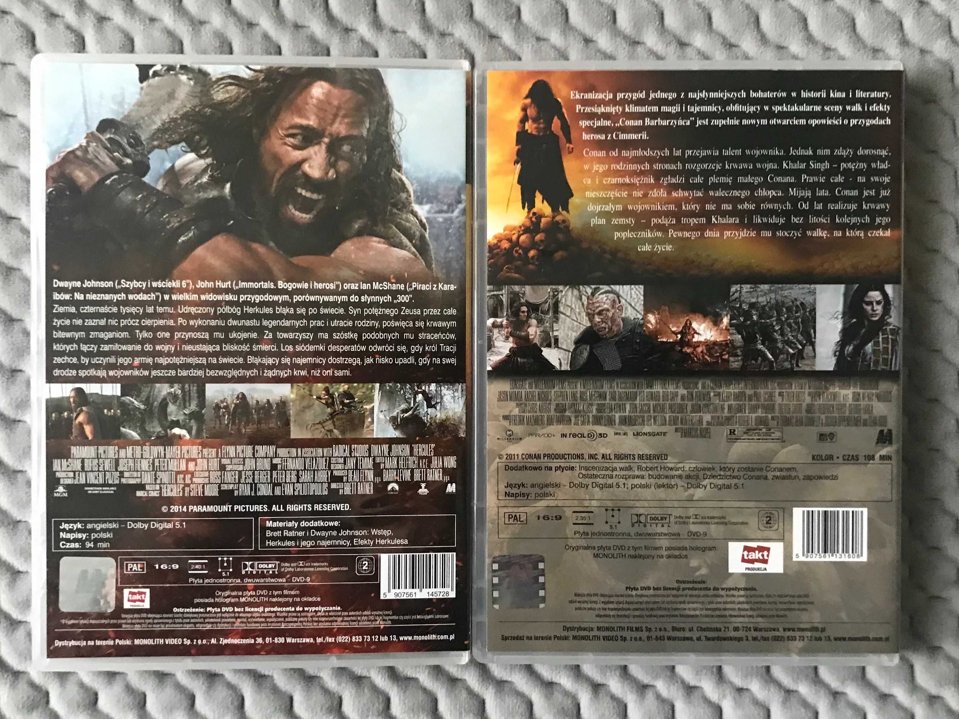 "Hercules", "Conan Barbarzyńca" - 2 DVD NOWE (polskie napisy i lektor)