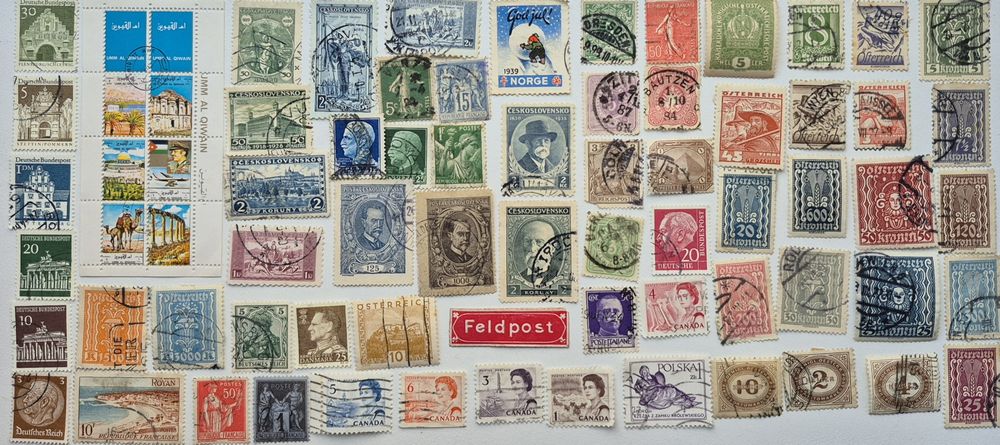 Колекція марок світу 74 марки без повторів 1900 - 1990 років