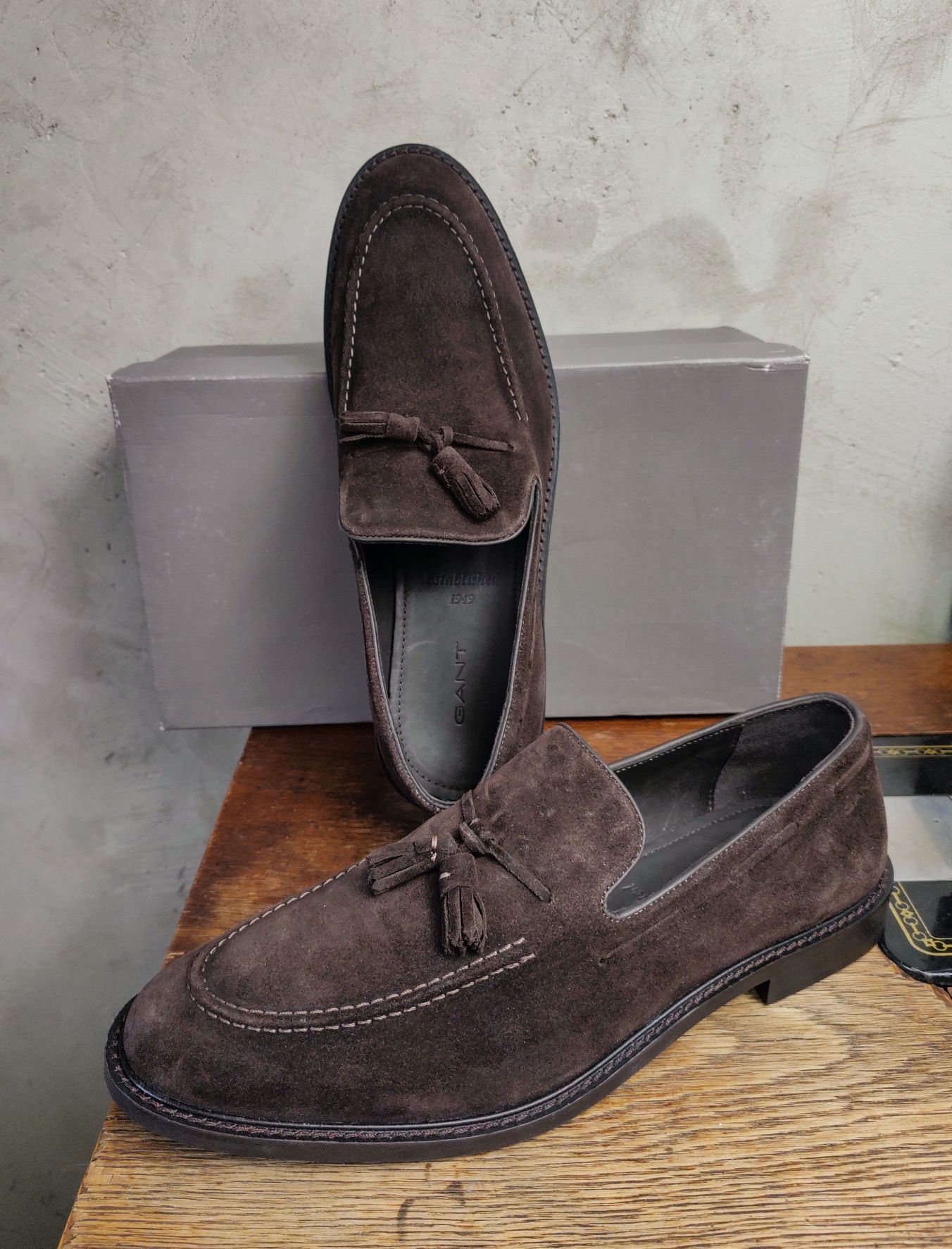 GANT__buty / półbuty (45 / 29cm) loafers zamszowe brązowe mokasyny