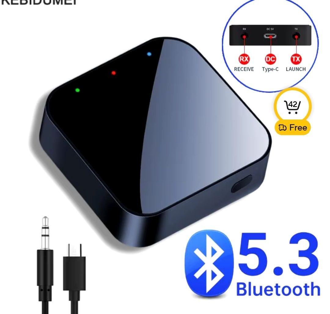 Bluetooth 5.3 приемник/передатчик. Трансмиттер, ресивер. AUX адаптер