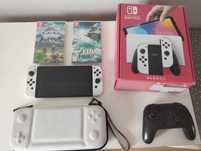 Nintendo Switch OLED White zestaw 2 gry + kontroler PRO