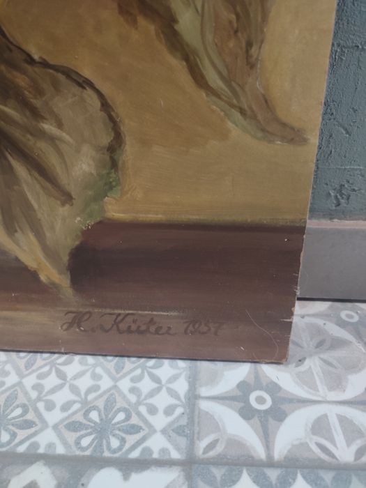 Obraz słoneczniki malowany na desce vintage