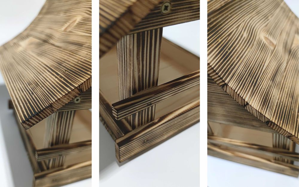 Duży karmnik drewniany dla ptaków budka eko opalany WYSYŁKA