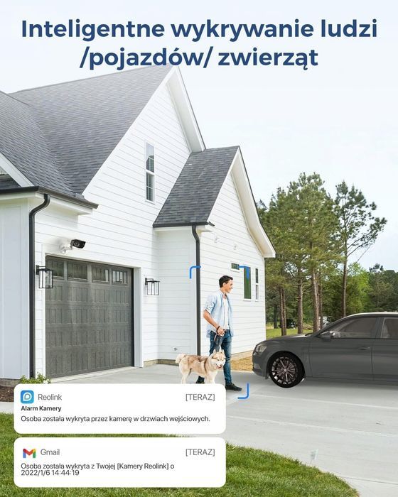 4k kamera monitoringu domowa 180° 2 obiektywy detekcja osób pojazdów