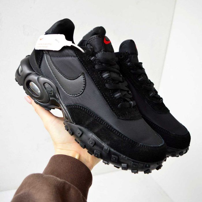 Nike Air Max Waffle чорні термо кросівки зимові чоловічі найк кросовки