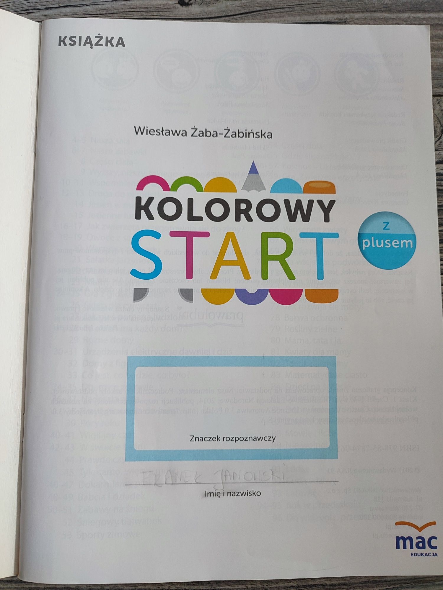 Kolorowy start z plusem wyd. Mac podręcznik do zerówki W. Żaba