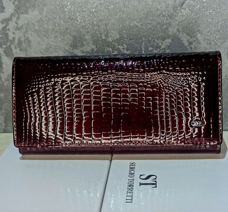 Кошелек женский кожаный лаковый ST гаманець жіночий шкіряний