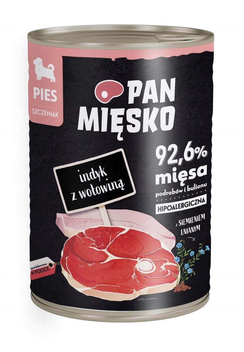 Pan Mięsko Indyk z Wołowiną 400g dla Szczeniaka