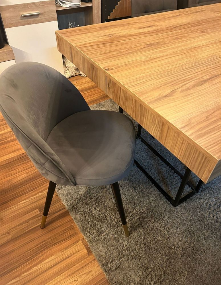 Mesa de jantar extensivel com 6 cadeiras - estilo moderno industrial