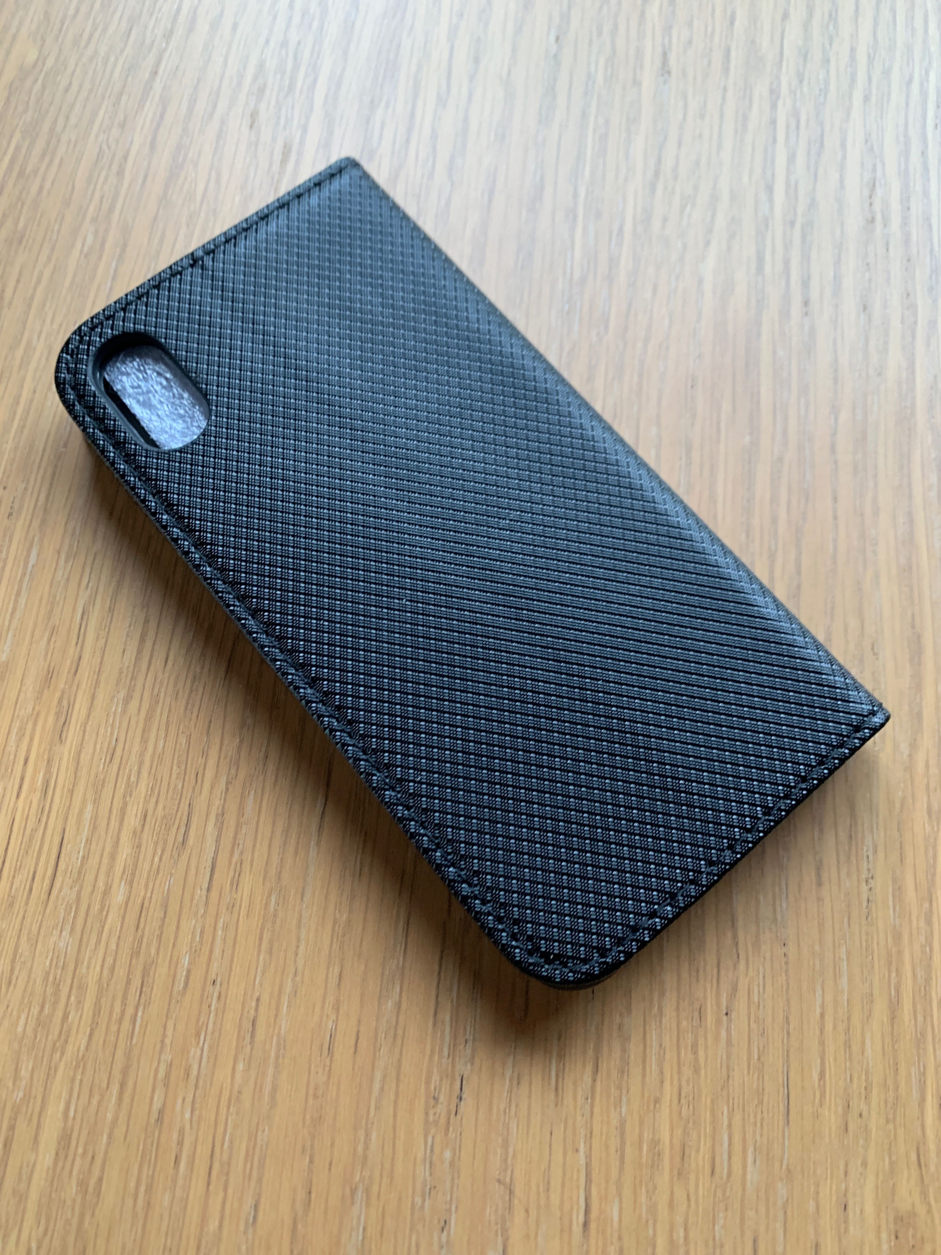 Etui z klapką do iPhone X /XS etui czarny + Szkło hartowane