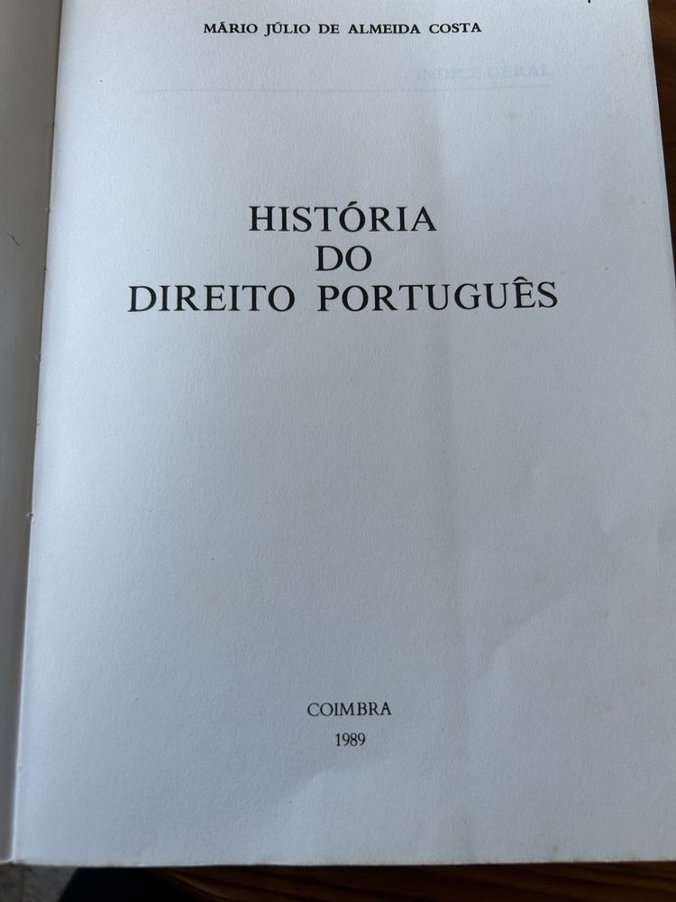 Livro História do Direito Português (Mário Júlio de Almeida Costa)