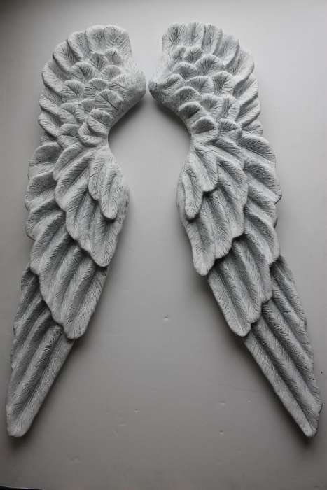 Skrzydła anioła dekoracja ścienna biało-szare XL