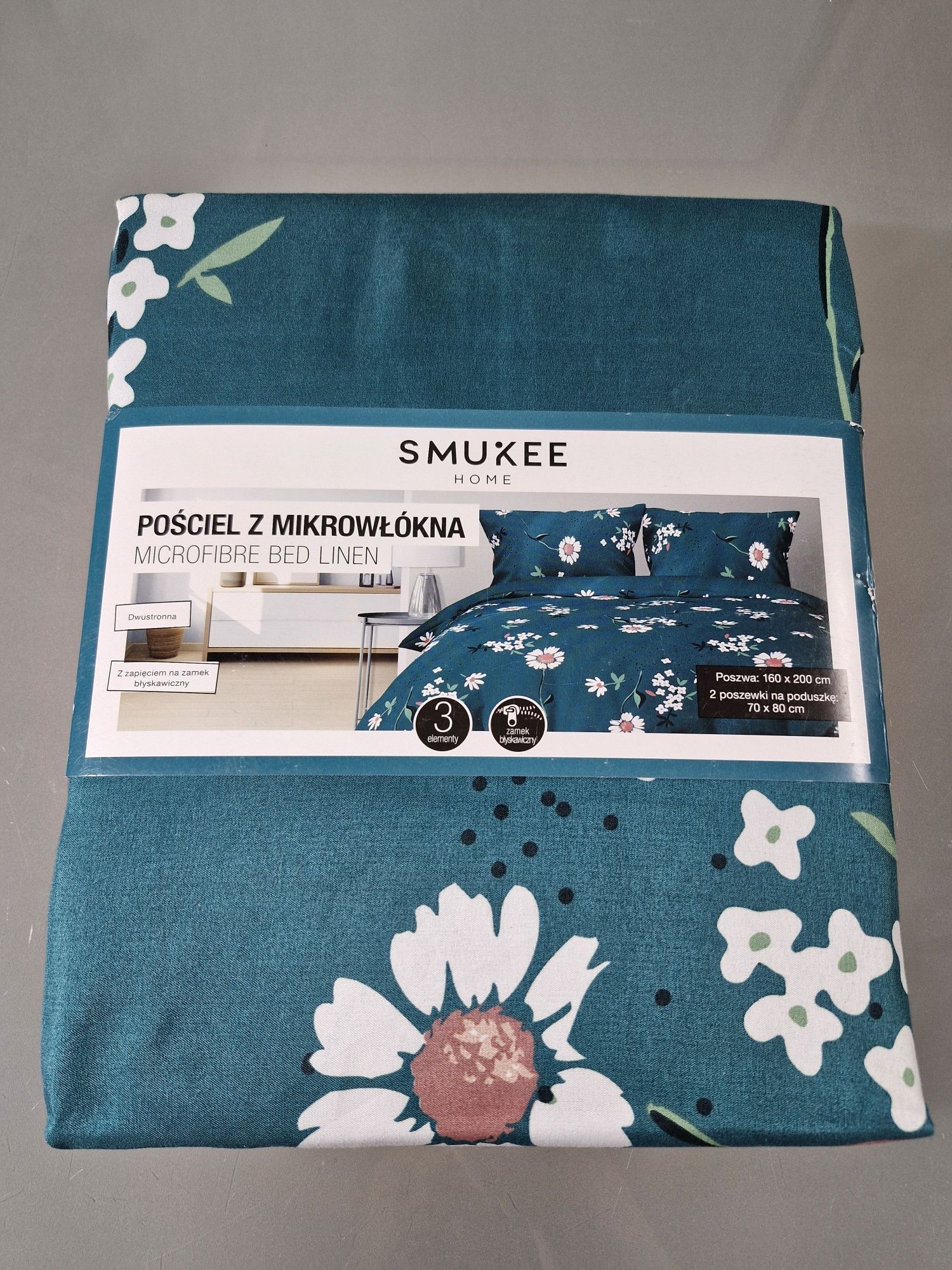 Komplet Pościeli z Mikrowłókna Kołdra 160x200 Poduszki 2x70x80  Turkus