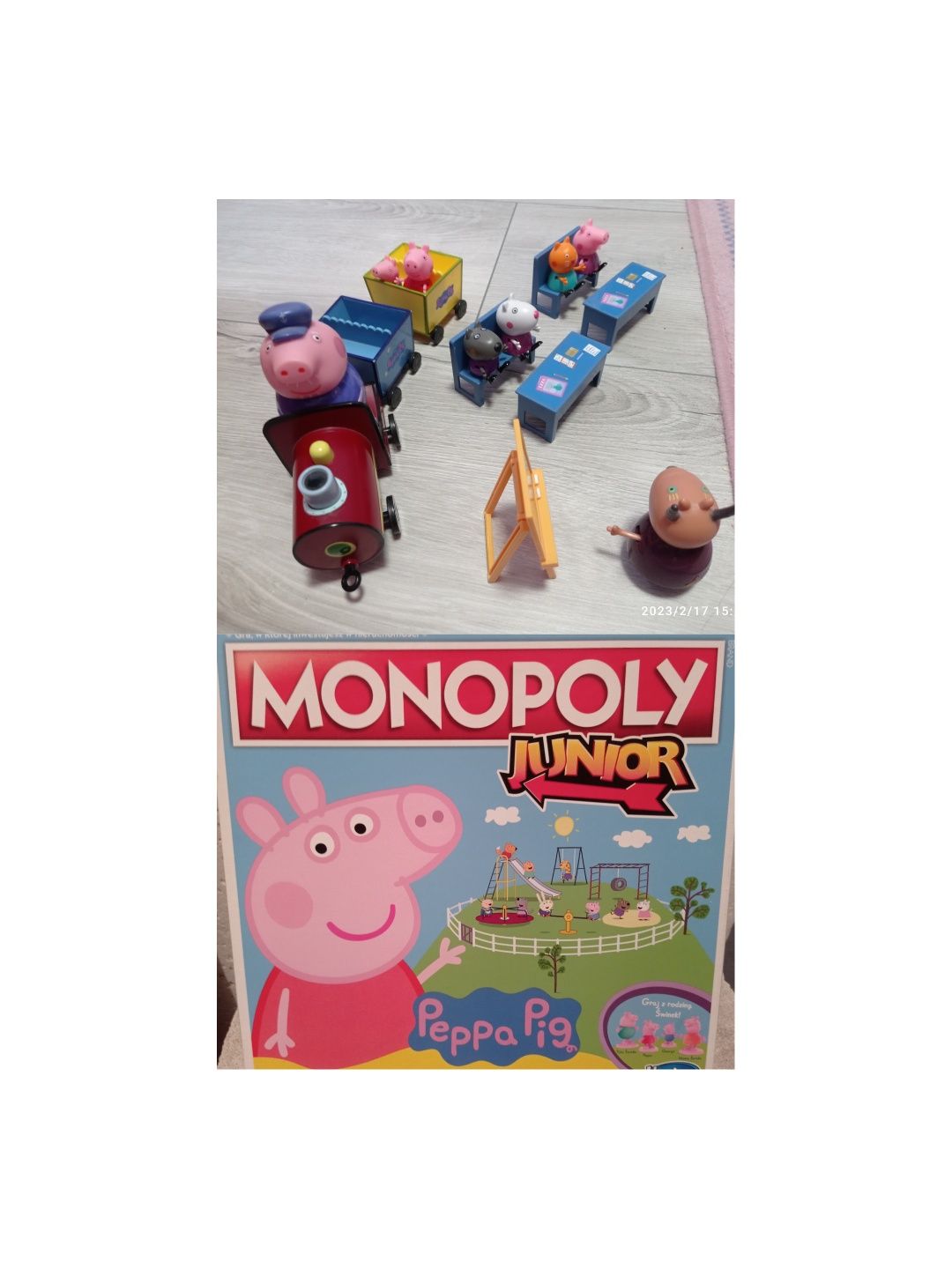 Gra Monopoly junior świnka PEPPA. Pociąg. Szkoła.Figurki.