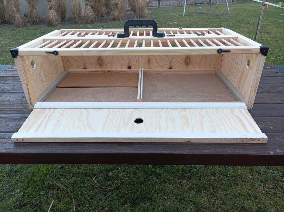 Kosz transportowy dla gołębi duży drewniany dzielony 80x40x23