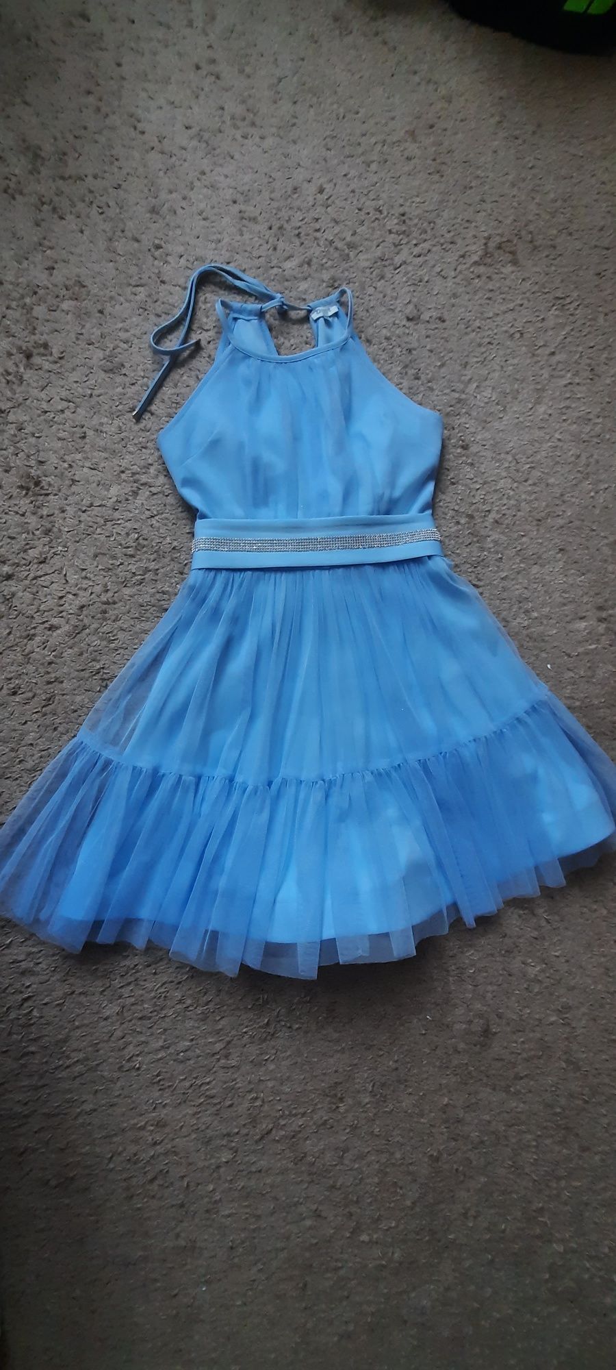 Niebieska tiulowa sukienka A&M rozmiar 38