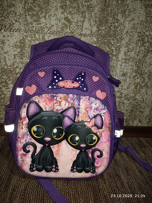 Ортопедичний рюкзак, для дівчинки Коти