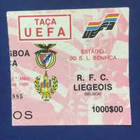 Bilhete Futebol 1988 TAÇA UEFA, S. L. BENFICA vs R. F. C. LIEGEOIS