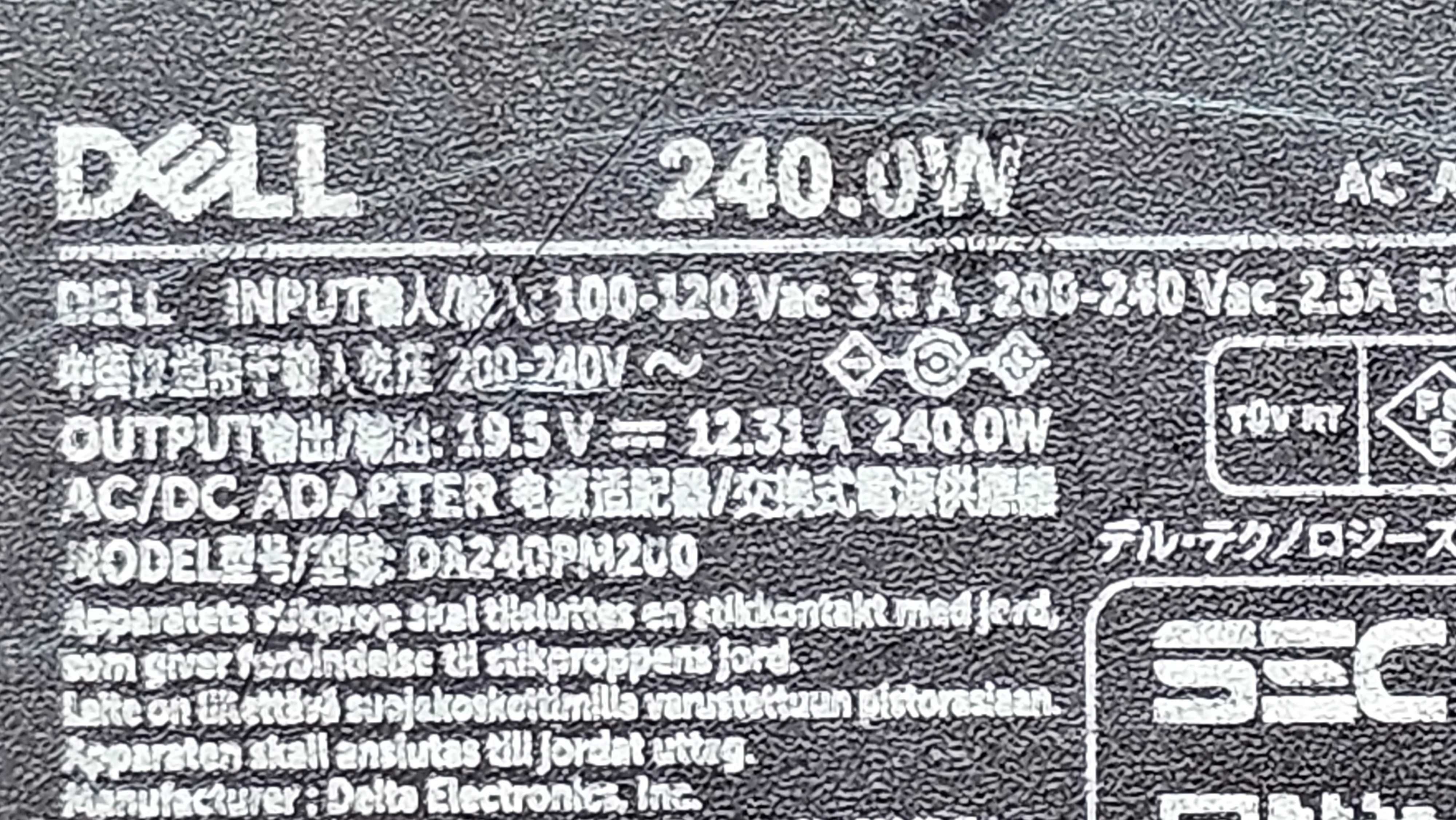 Oryginalny zasilacz do laptopa Dell 240W.
