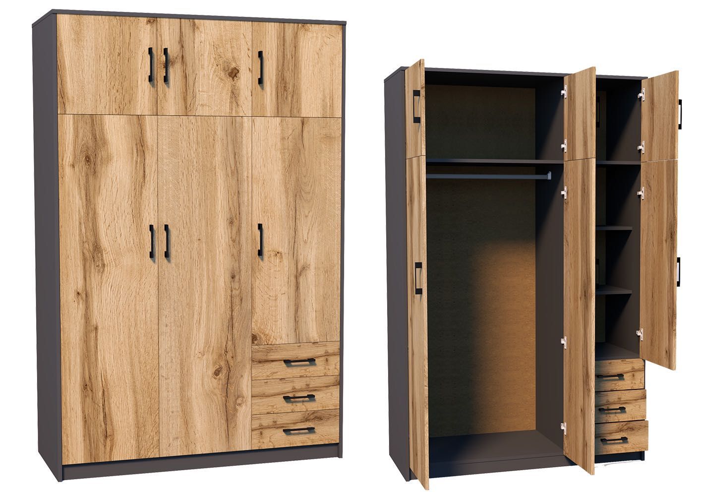 NOWA szafa 3-drzwiowa 193x127x55cm - 4 kolory!!! OD RĘKI
