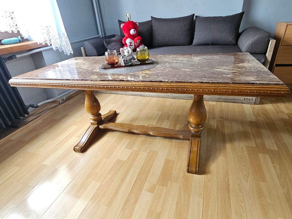 Stolik kawowy ława z płytą marmurowa