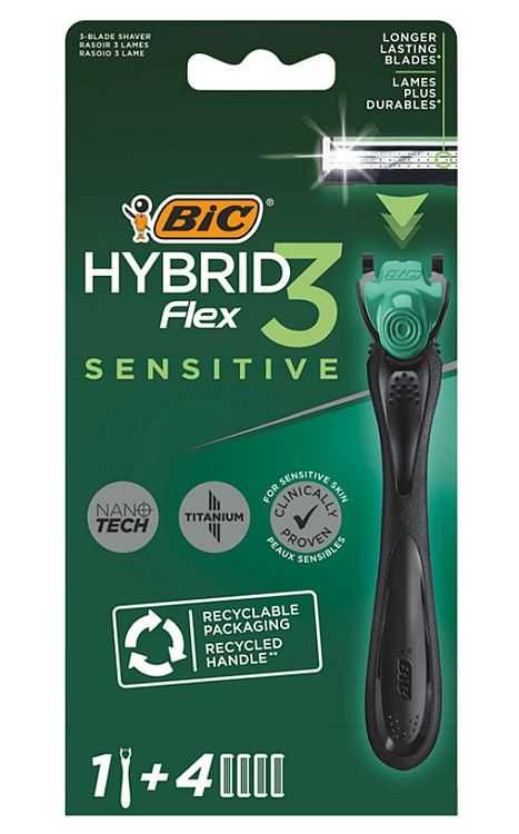 BIC maszynka Hybrid 3 Flex Sensitive: 1 rączka i 4 wkłady