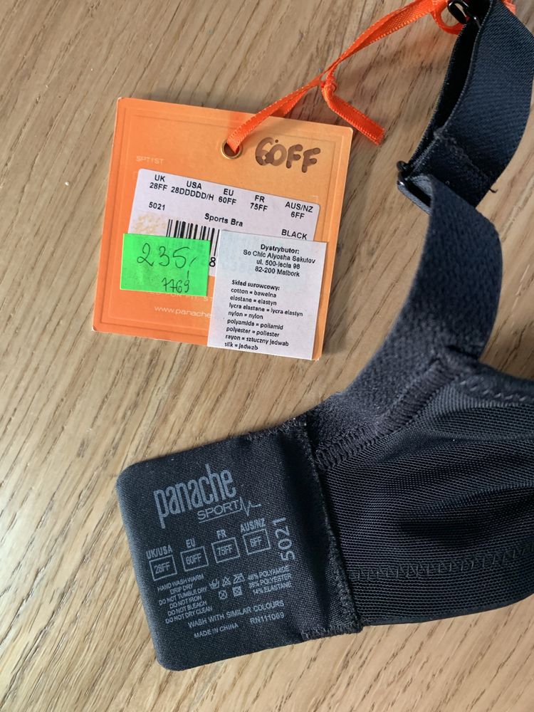 Biustonosz nowy 65D sportowy brytyjskiej firmy Panache Sport