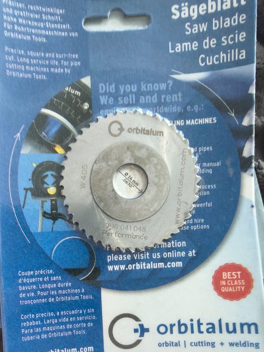 Nowe frezy/tarcze 16mm,0630 do ciecia rur nierdzewnych