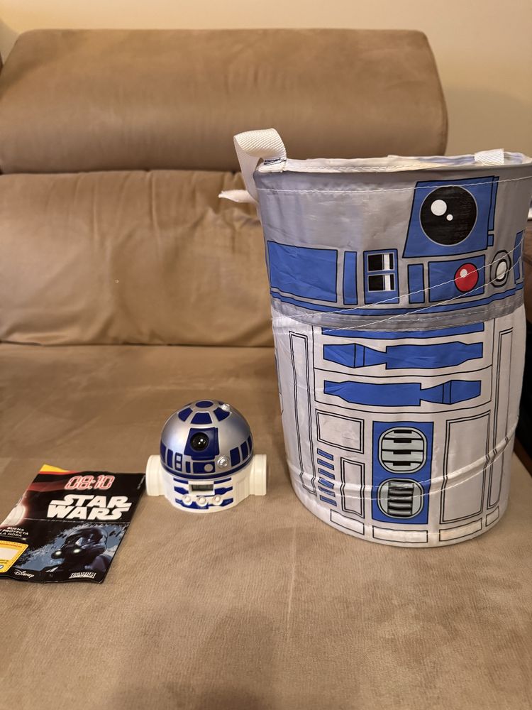 Relogio despertador e balde de tecido Star Wars R2 D2