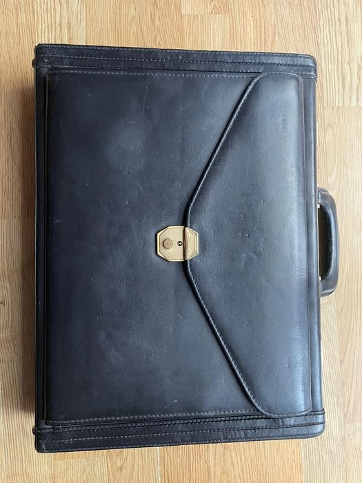 Stara męska aktówka skórzana, teczka na dokumenty