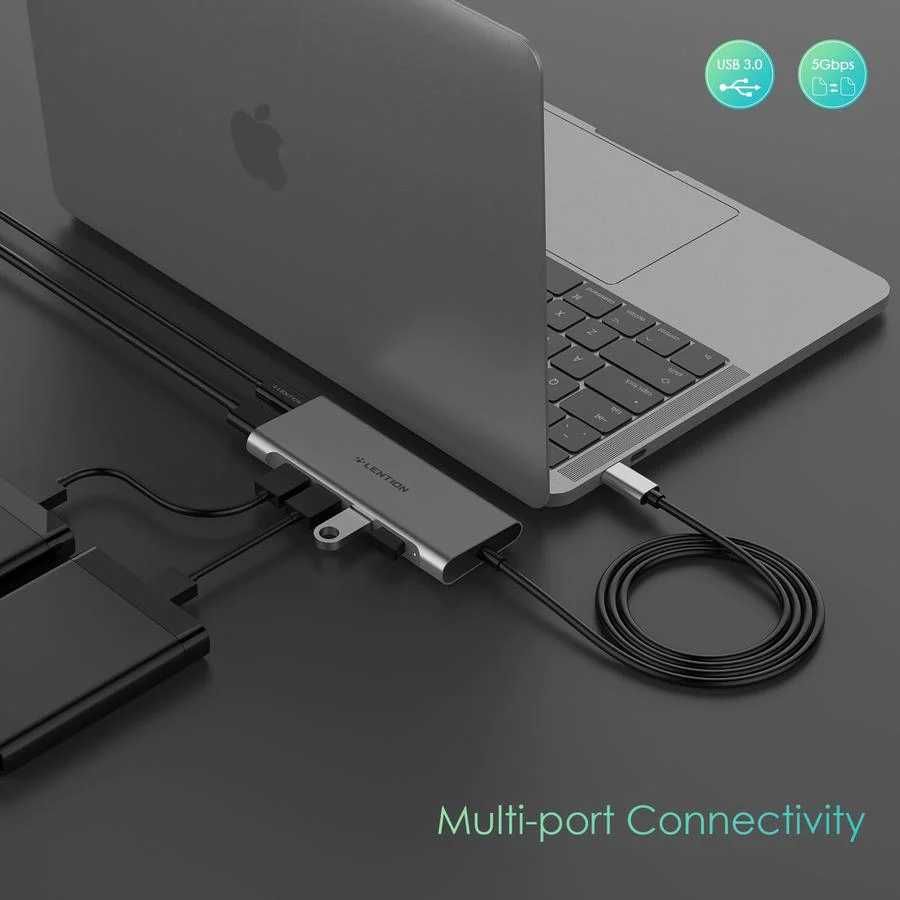 LENTION 3,3 cale długi kabel USB C Multiport Hub z 4K