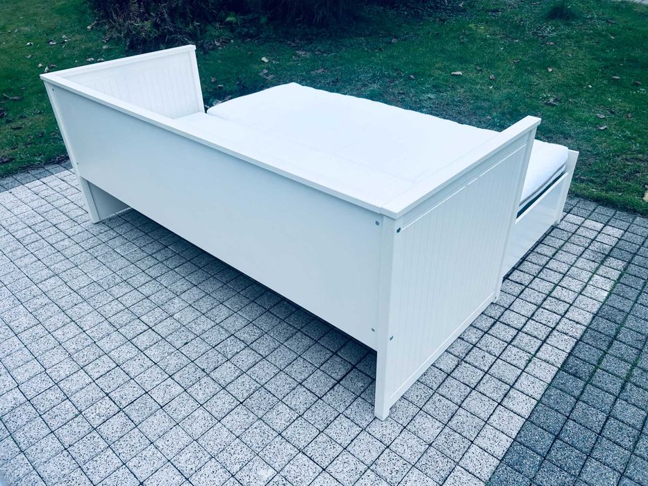 IKEA HEMNES Łóżko Leżanka z 3 szufladami, 2 materace, białe Transport