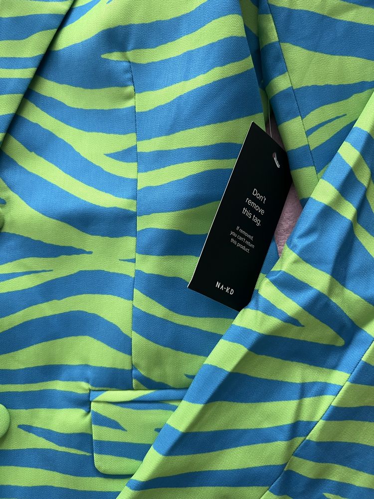 Nowy komplet zebra neon – marynarka XS + spodnie S • z metkami