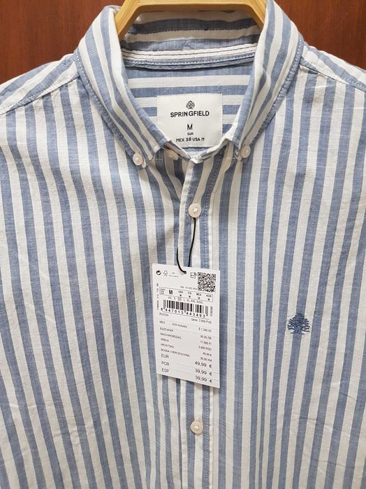 Camisa algodão linho Verão clássica azul e branca homem NOVA A ESTREAR