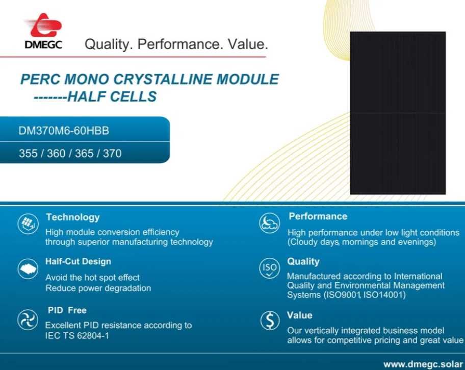WYPRZEDAŻ! Panel PV DMEGC 370W Full Black Paleta 6300 zł z VAT