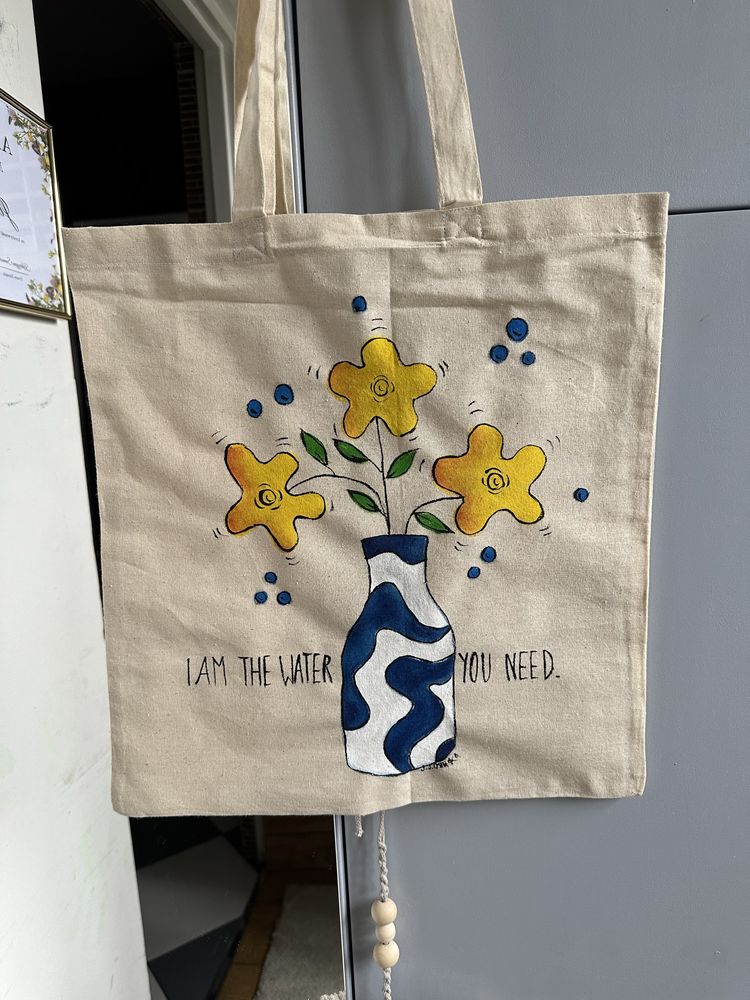 Torba bawełniana tote bag kwiaty wazon boho aestetic