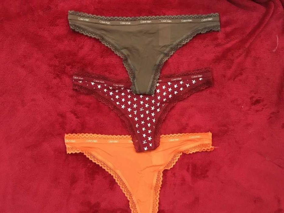 CALVIN KLEIN zestaw 3x stringi damskie nowe oryginał rozmiar S