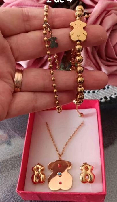 Aço  brincos fios aneis ursinho Mk