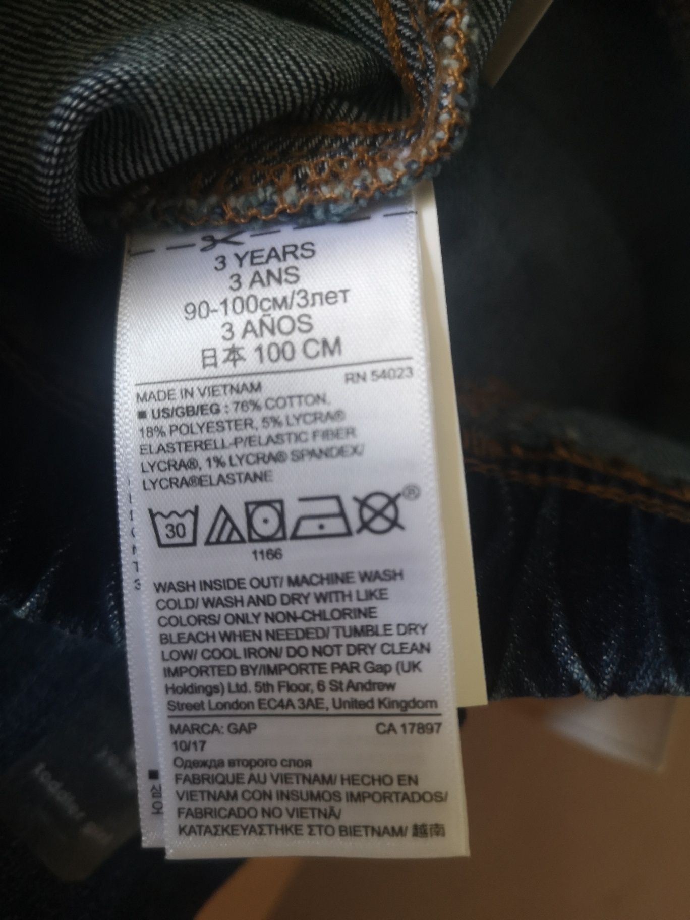 Spodnie jeansowe babyGap, 98-104 cm, dziew. 3 lata, nowe