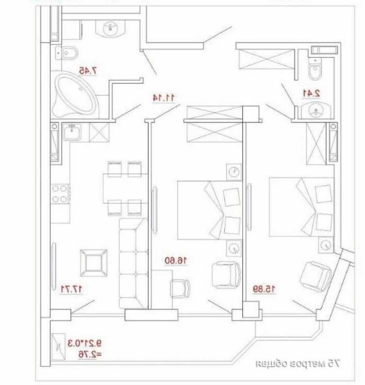 3-комная квартира у моря в ЖК Миконос. на 10 Фонтана. 74 м²